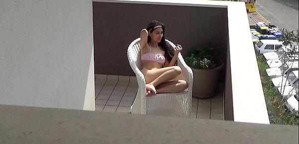  Caught spying my neighbors daughter masturbating on her balcony
